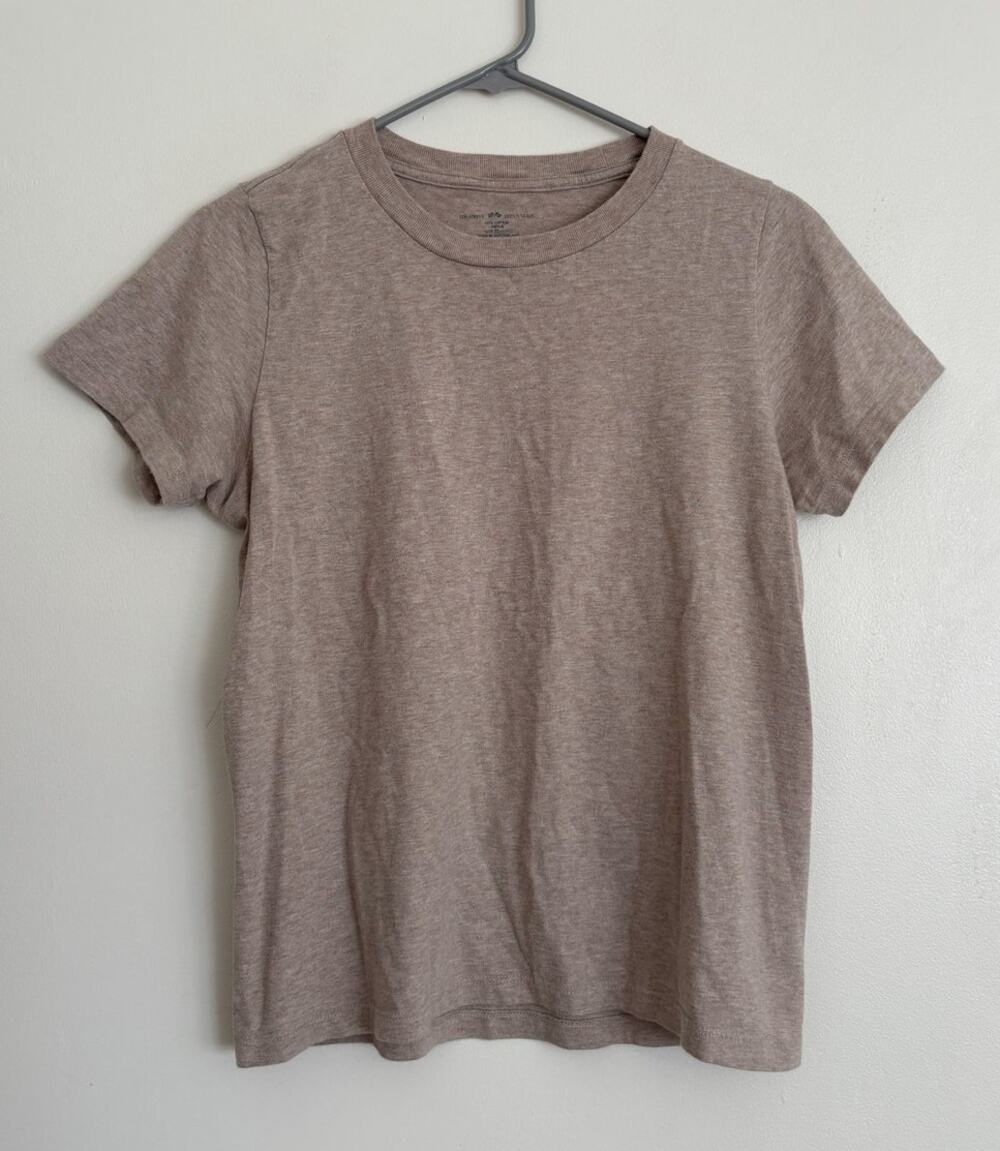Tan Taupe Beige Brandy Melville Crewneck Cotton T-Shirt S
